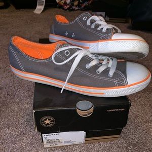 Grey & Orange Low Top Converse Sneakers